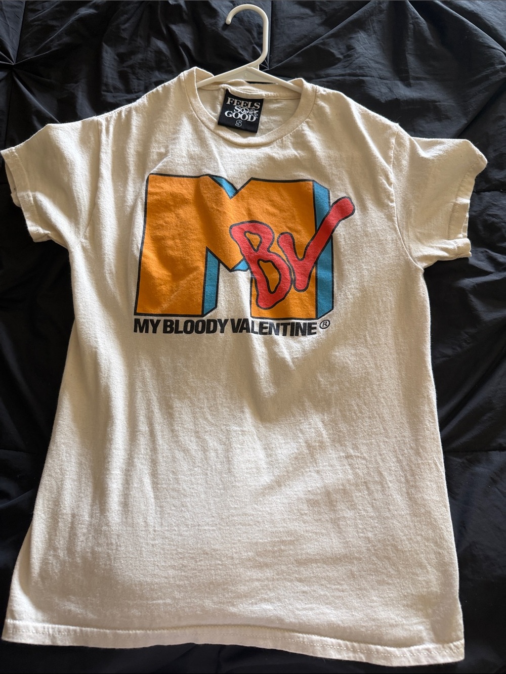 My Bloody Valentine White Graphic Tee - Orange/Red/Blue Logo